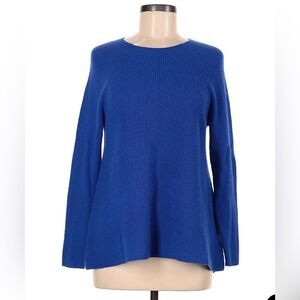 Pure Collection 100% Cashmere Ribbed Oversized Fisherman Royal Blue Sweater